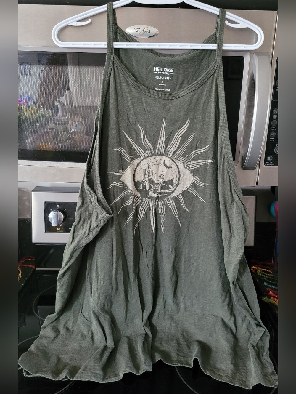 Torrid Olive Graphic Sun & Cactus Tank